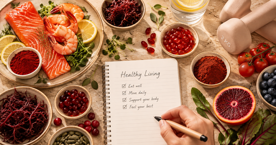 Healthy foods, exercise and lifestyle habits representing practical ways to maintain a healthy weight and avoid weight gain.
