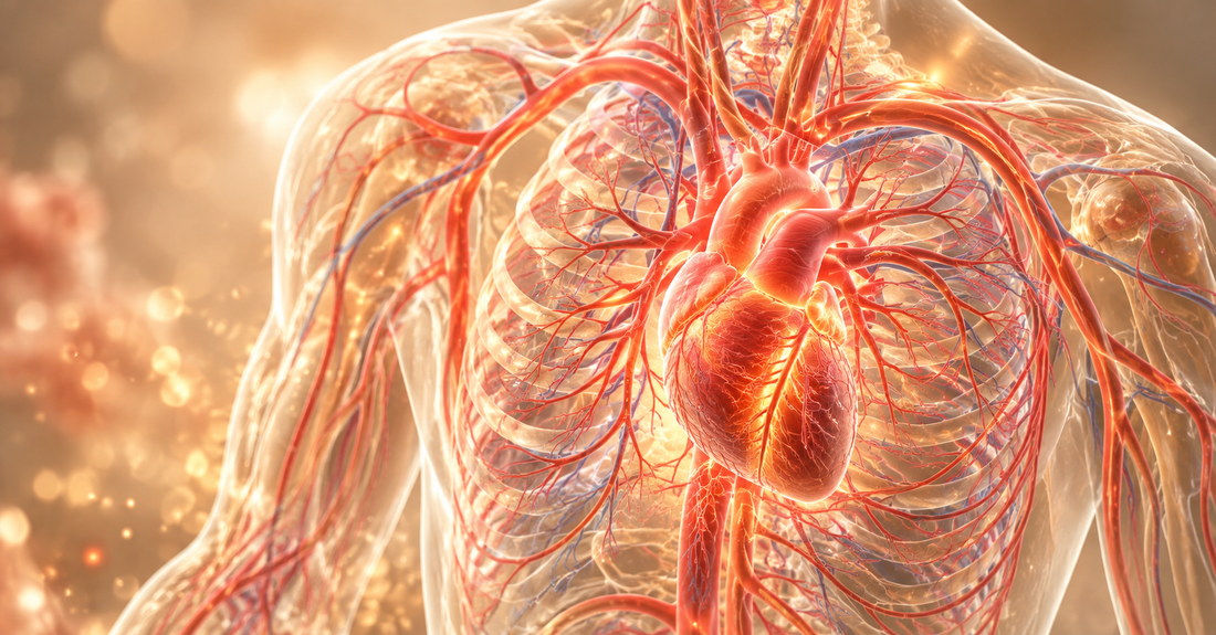Illustration of inflammation and plaque buildup inside an artery, representing the connection between inflammation and cardiovascular health.