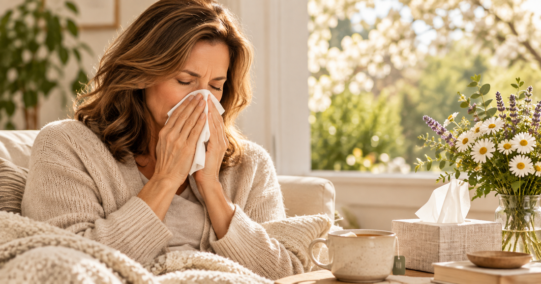 Seasonal allergy symptoms and natural remedies for supporting respiratory and immune health.