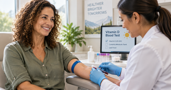 Vitamin D blood test measuring vitamin D levels to support healthy aging and overall health.